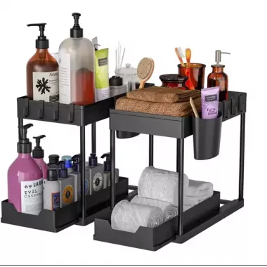 Органайзер двухуровневый с выдвижным ящиком для хранения и крючками Органайзер двухуровневый с выдвижным ящиком для хранения и крючками