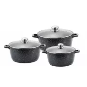 Кухонный набор кастрюль Benson BN-298 из литого алюминия и мармуровым антипригарным покрытием объемом 1.5/2.2/3.2 л.