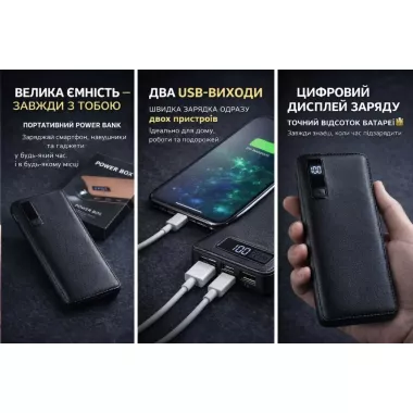 Павер банк Smart Tech 50000 mah. Power Bank Чорний Павер банк Smart Tech 50000 mah. Power Bank Чорний