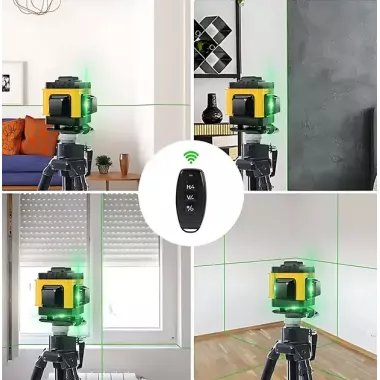 Лазерный 4D 16-линейный нивелир желтый 24V 5Ah, самовыравнивающийся уровень для измерения сечения 16 лучей на 360 в сумке