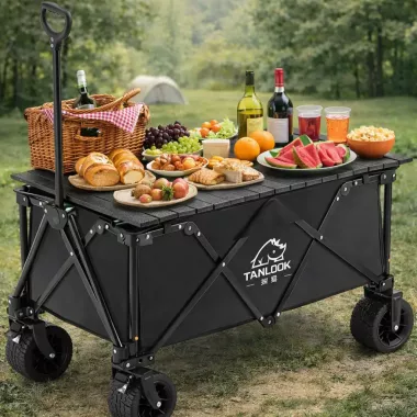 Многофункциональная складная тележка с регулируемой ручкой и столешницей Многофункциональная складная тележка с регулируемой ручкой и столешницей