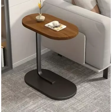 Прикроватный столик Stenson с деревянной столешницей и металлическим основанием 28×45×60 см темно-коричневый