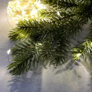 Світлодіодна гірлянда Роса 200 метрів, діоди теплого білого кольору на зеленому дроті, 2000 LED, з пультом керування