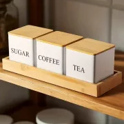 Набор банок для хранения «Sugar/Coffee/Tea» с бамбуковыми крышками и подставкой