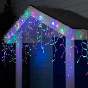 Теплый белый Новогодняя праздничная гирлянда бахрома 120 Led прозрачный провод 3х0.5 м