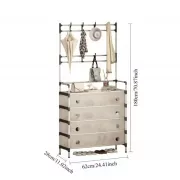 NEW Залізна вішалка для одягу + підставка для взуття, 2 в одному, 4 полиці Бежева