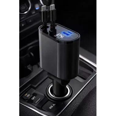 Автомобильное зарядное устройство с быстрой зарядкой 4в1 Lightning / Type-C / USB Автомобильное зарядное устройство с быстрой зарядкой 4в1 Lightning / Type-C / USB