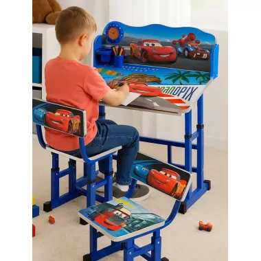 Детская парта регулируемая Тачки / Письменный стол и стул с регулируемой высотой Детская парта регулируемая Тачки / Письменный стол и стул с регулируемой высотой