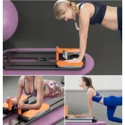 Тренажер напольныйдля пилатеса MM3000 для пресса и ног, с резинками Чёрный