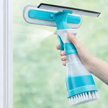 Многофункциональная щетка для стекла / Щетка-распылитель 4 в 1 для душевых дверей, зеркал, окон и ванной комнаты
