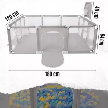 Детский игровой манеж-ограждение 125х125х63см для игр с баскетбольной корзиной и карманом для игрушек Серый Детский игровой манеж-ограждение 125х125х63см для игр с баскетбольной корзиной и карманом для игрушек Серый