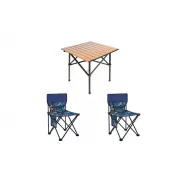 Стіл + 2 стільці STD-02 стіл складаний прямокутний коричневий, (Д530 * Ш550 * В500мм), стільці метал + тканина (40 * 40 * 35), сумка
