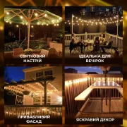 Светодиодная гирлянда 10 метров, 25 LED, статический режим, питание от сети 220В