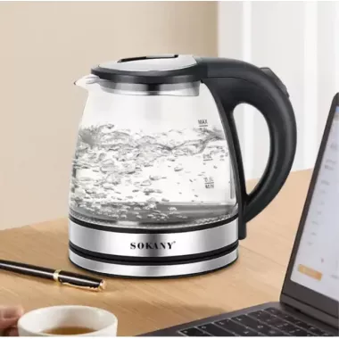 Стеклянный электрочайник 1500Вт Sokany SK-SH-1059, чайник с подсветкой на 1.2 л.
