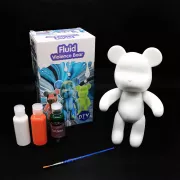 Флюїдний ведмедик DIY Creative Fluid Bear, 23см, з фарбами 3 шт. / Набір розмальовка для творчості ведмежа