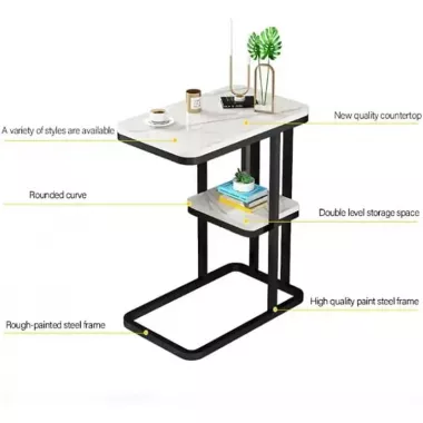 Интерьерный прикроватный столик с мраморной столешницей DASH-5496 50х30х58см