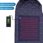 Зимний спальный мешок с подогревом USB 215*65, теплый спальник ковдра с подогревом до -30 синий