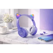 Беспроводные наушники с кошачьими ушками и лед подсветкой Cat Ear Y47 Led, Bluetooth наушники с микрофоном Сиреневый
