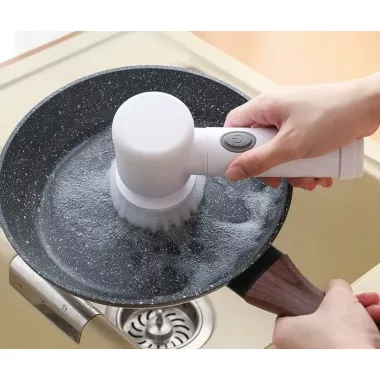 Щетка с ручкой аккумуляторная для мытья посуды с губками насадками W-50