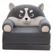 М'яке дитяче крісло плюшеве, м'яке крісло-ліжко для дітей Вовк Сірий