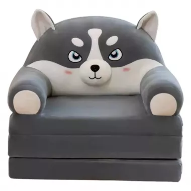 Мяке дитяче крісло плюшеве, мяке крісло-ліжко для дітей Вовк Сірий