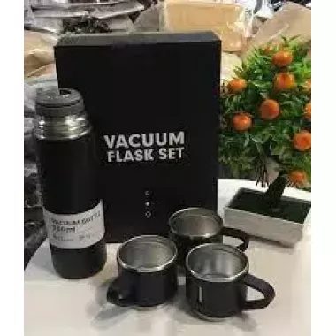 Термос с вакуумной изоляцией, Подарочный набор с 3 чашкам 500 мл Серый