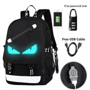 Міський рюкзак 46х30х14 см на 35 л з USB-портом / Рюкзак Music с USB светящийся в темноте New Eyes