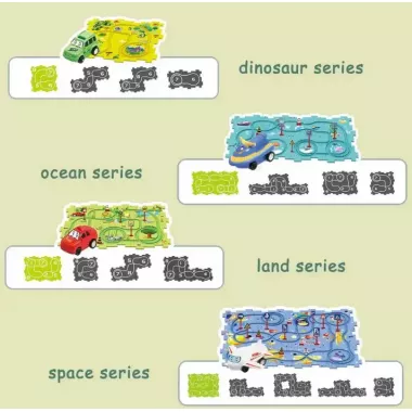 Детский игровой набор Railcar Puzzle / Развивающая головоломка с машинкой и ковриком-пазлом 25 деталей