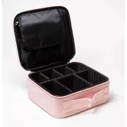 Розовая Органайзер бокс с зеркалом бьюти кейс косметичка чемоданчик сумка для хранения косметики и принадлежностей 26х23х10 см