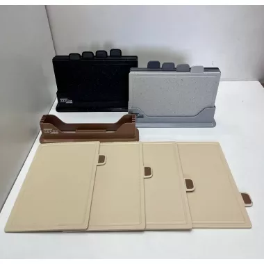 Кухонный набор досок Zepline ZP-00220 5 предметов с подставкой серый Кухонный набор досок Zepline ZP-00220 5 предметов с подставкой серый