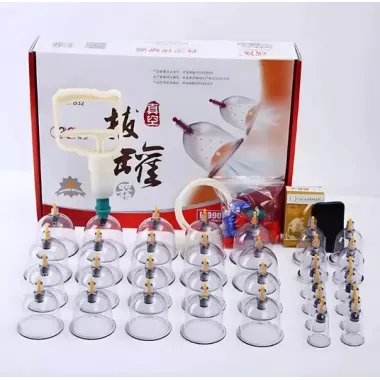 Масажні антицелюлітні вакуумні банки 32 шт JINKANG із вакуумним насосом