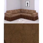 Угловой жаккардовый чехол на диван, универсальный натяжной чехол, накидка на диван Коричневый