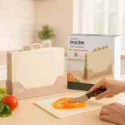 Кухонный набор досок Zepline ZP-00220 5 предметов, с подставкой бежевый