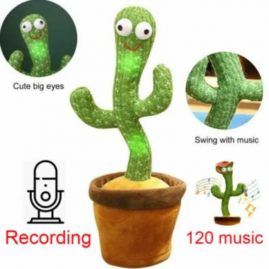 Танцующий кактус, свето - музыкальная игрушках, Dancing Cactus TikTok кактус в вазоне 34 см