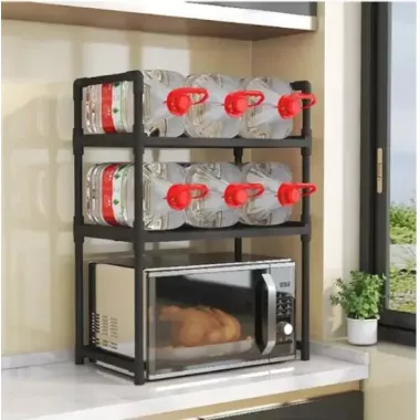 Универсальная полка-стеллаж для микроволновки 2 уровня 48х26х71 см YH-6616-2 черная Универсальная полка-стеллаж для микроволновки 2 уровня 48х26х71 см YH-6616-2 черная