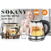 Стеклянный электрочайник 1500Вт Sokany SK-SH-1059, чайник с подсветкой на 1.2 л.