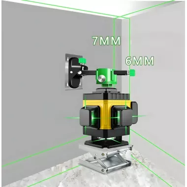 Лазерный 4D 16-линейный нивелир желтый 24V 5Ah, самовыравнивающийся уровень для измерения сечения 16 лучей на 360 в сумке