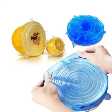 Набор силиконовых крышек, пленок для хранения продуктов Silicon Lids 6 штук Набор силиконовых крышек, пленок для хранения продуктов Silicon Lids 6 штук