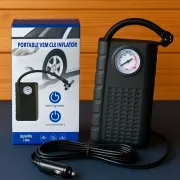 Портативный автомобильный компрессор AND1322, насос от прикуривателя 12V с манометром