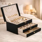 Трехъярусная шкатулка-трансформер для украшений с ключом 24х17х14 см