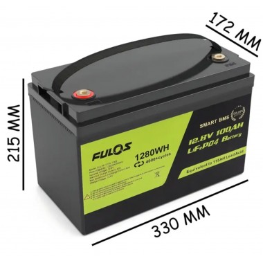 Аккумулятор BATTERY liFePo FULOS 12V 100Ah для дома, квартиры, ИБП и солнечных электростанций