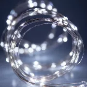 Новорічні гірлянди. Мідна дротяна лампа 100LED 10м (батарейки) Колір білий Силіконовий провід (7108)