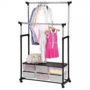 Телескопическая стойка-вешалка для одежды - Double Pole Clothes Horse