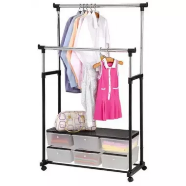 Телескопическая стойка-вешалка для одежды - Double Pole Clothes Horse Телескопическая стойка-вешалка для одежды - Double Pole Clothes Horse