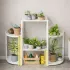 Многоярусная ступенчатая напольная подставка для цветов / Этажерка-стойка для растений Белая