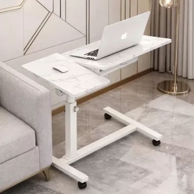 Мраморный стол DASH-64200 для ноутбука на колесиках с регулировкой высоты 60*40*59-89см