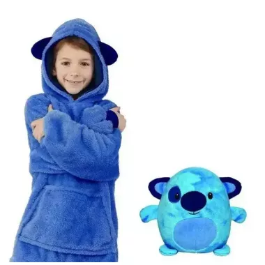 Блакитний Дитяча іграшка-толстовка плед трансформер з капюшоном та рукавами 3 в 1 Huggle Pets Hoodie