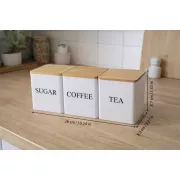 Набор банок для хранения «Sugar/Coffee/Tea» с бамбуковыми крышками и подставкой