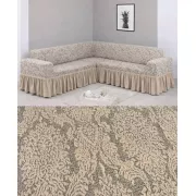 Угловой жаккардовый чехол на диван, универсальный натяжной чехол, накидка на диван Бежевый