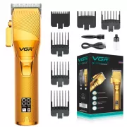 Профессиональная аккумуляторная машинка для стрижки волос VGR V-280 с дисплеем и насадками